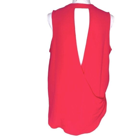 Lush Women’s Sz Med Barberry Pink Sleeveless V Neck Open Cross Over Back Blouse - Picture 3 of 5